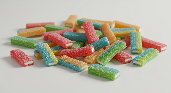 Vibrant and colorful sour candy sticks for a sweet and delightful treat, perfect for advertising