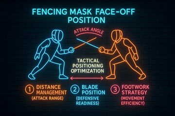 Fencing mask view with tactical target zone strategy overlay for coaching and training