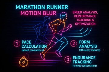 Marathon runner biomechanics and endurance racing form analysis for sports science and coaching