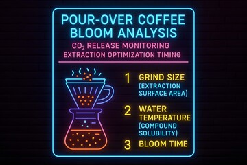 Pour over coffee brewing method with chemex and ground coffee infographic for barista training