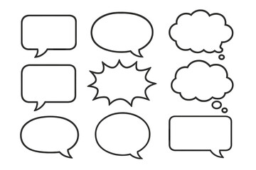 Various Speech Bubbles in Multiple Styles for Visual Communication and Messaging Applications, Vector Cartoon Illustration with Transparent Background, Dialogue and Thought Balloons