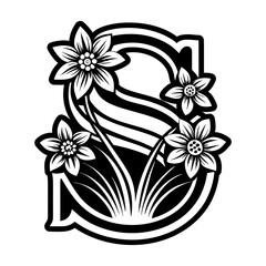 Botanical letter s monogram in solid style