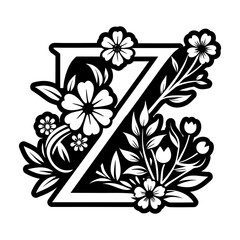 Elegant floral letter z logo in solid style