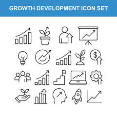 Growth and Development Icon Set Featuring Business and Success Elements