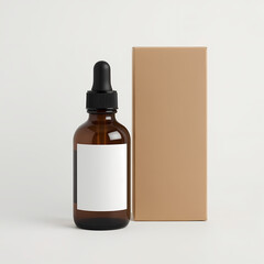 Amber Glass Dropper Bottle Mockup with Kraft Box – Essential Oil, Serum, Tincture & Skincare Packaging