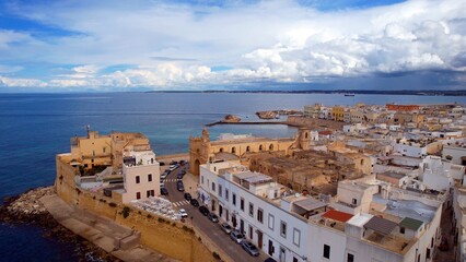 Gallipoli - Italy, Apulia - Aerial view of the northern tip of the old town