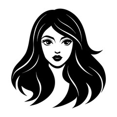 long hair beauty girl head  vector 
