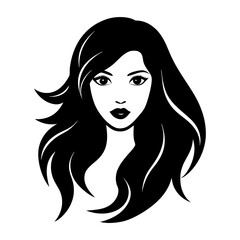 long hair beauty girl head  vector 