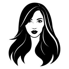 long hair beauty girl head  vector 
