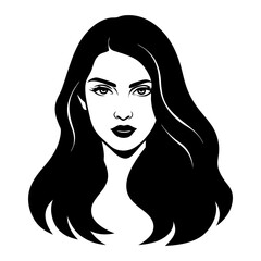 long hair beauty girl head  vector 
