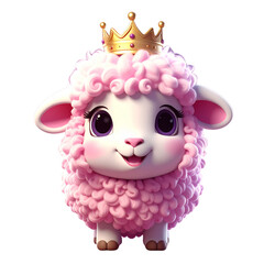 Naklejka premium Illustration of a cute cartoon sheep with pink fur, isolated on a white background