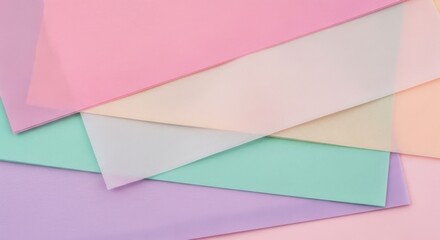 Pastel papers layered, soft hues, gentle angles, airy and light aesthetic