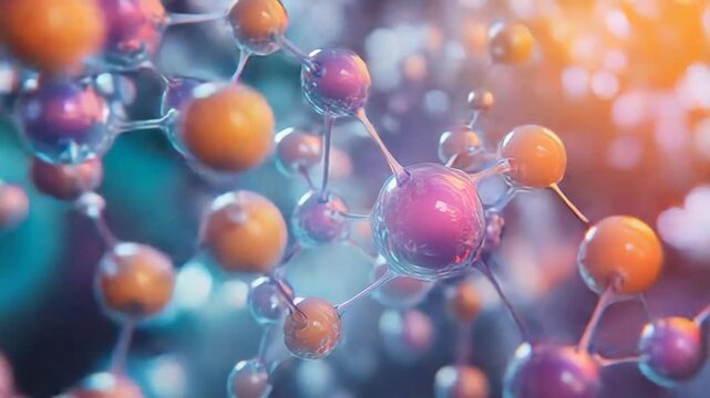 Molecular structure connecting atoms and forming chemical bonds - Powered by Adobe