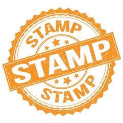 STAMP text on orange round stamp sign