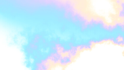 Pastel rainbow colorful soft cloud isolated on transparent background. Heaven unicorn abstract cloudy background