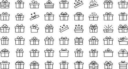 Collection of hand-drawn gift box icons for celebrations and special occasions vector