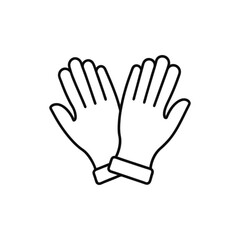 Two black outlines of gloves are shown overlapping each other with fingers spread out. Editable stroke. Vector illustration