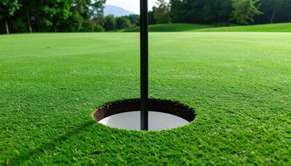 Golf Putting Green Hole Close Up