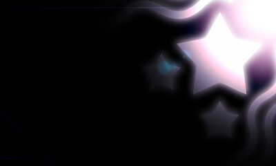 Abstract glowing shiny stars on black background with light effect