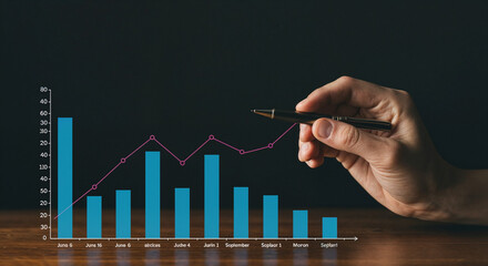 Chalkboard illustration of a business graph with upward trends