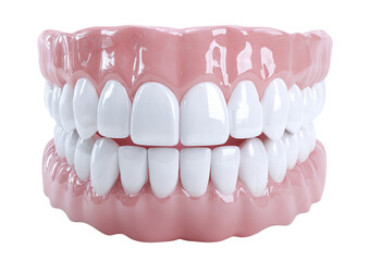 Obraz premium Dental model with healthy white teeth and pink gums, isolated on transparent cutout background
