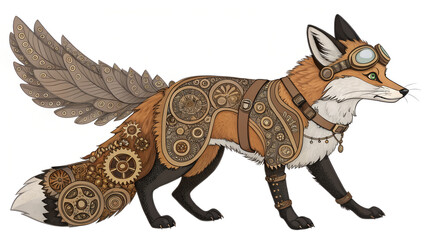 Fototapeta premium Steampunk Fox with Mechanical