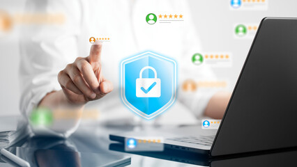 Cyber security and Data Protection Concept with User Authentication, Privacy, and Online Trust.