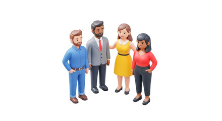 Obraz premium Four people standing together in a group, wearing business attire.