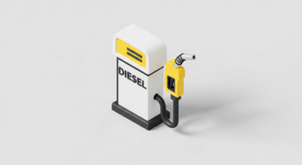 A white and yellow gas pump with a nozzle, representing the concept of fuel and energy.