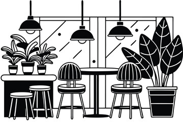 Modern Kitchen Illustration with Wooden Island and Pendant Lights