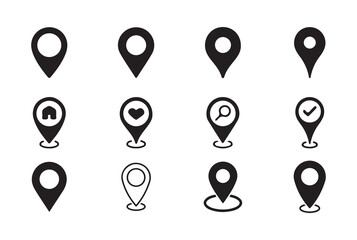 Vector Illustration of Different Style Location Pins and Map Markers for Navigation and Mapping Projects