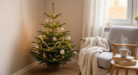 Cozy Living Room Decorated for a Warm Christmas Celebration