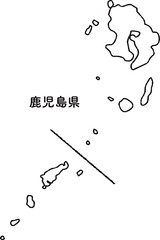 Fototapeta premium 手描きのゆるい鹿児島県の地図イラスト