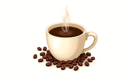 Obraz premium Cup of coffee with white background