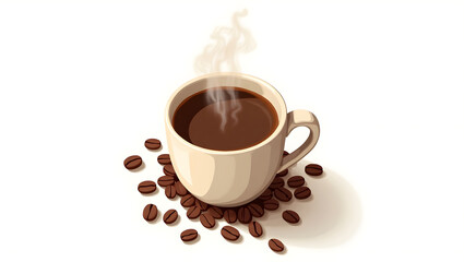 Obraz premium Cup of coffee with white background