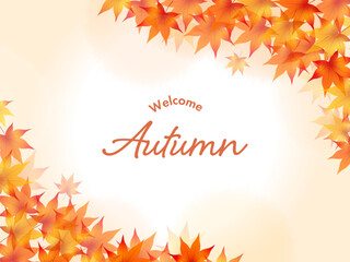 紅葉が舞う秋の季節感あふれるおしゃれなフレーム背景イラスト