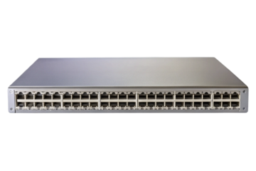 Isolated network switch device front view clean studio shot technology equipment transparent background
