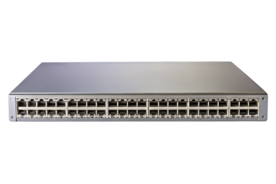 Isolated network switch device front view clean studio shot technology equipment transparent background