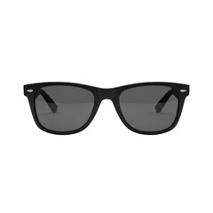 Fototapeta premium Sunglasses with black frames and dark lenses on a white background.