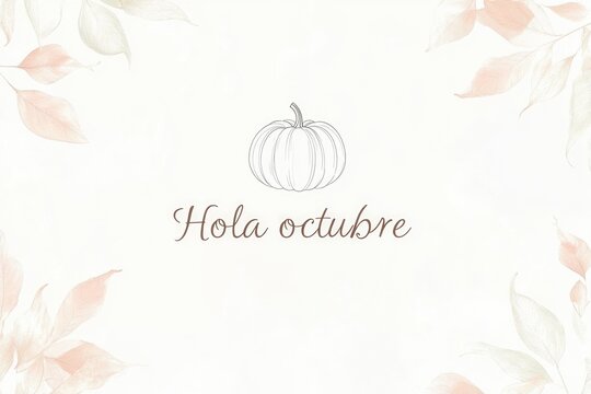 Hola octubre texto y una calabaza background. Otono concept