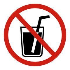 No Drinks Allowed Sign – Beverage with Straw Prohibited Icon