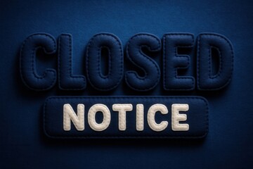 Closed notice banner with elegant embroidery style, essential retail closure alert and promotion emphasis.