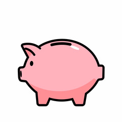 Fototapeta premium Icon Of A Traditional Piggy Bank With A Rounded Body And A Coin Slot On Top