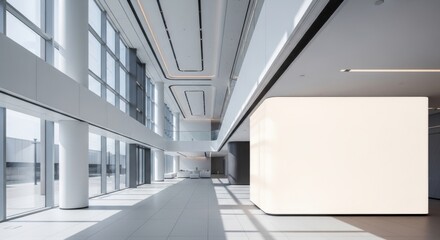 Spacious Modern Lobby Interior with Natural Light and Futuristic Architectural Design