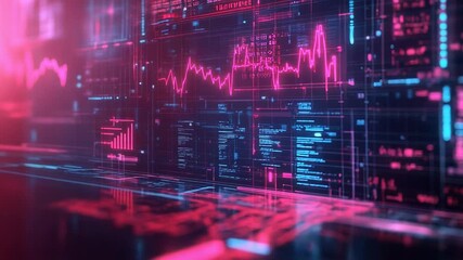 Futuristic server room showing analyzing processing data with graphs and statistics - Powered by Adobe