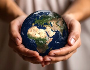 Our World in Our Hands A conceptual image symbolizing environmental care, global responsibility, and a sustainable future for planet Earth