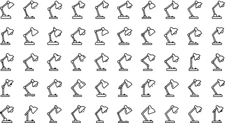 Collection of desk lamp poses and angles for creative design and illustration projects vector