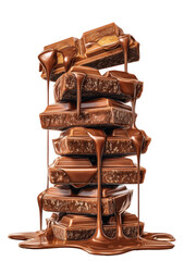 A towering stack of melted chocolate bars