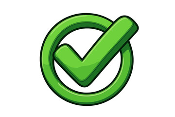 Green check mark 3D icon. Tick symbol in circle. Yes, correct, and approved sign. Success, vote, and validation concept. Task complete cartoon vector illustration.