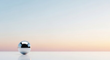 Minimalist Studio Shot: Reflective Chrome Sphere on a Soft Gradient Background